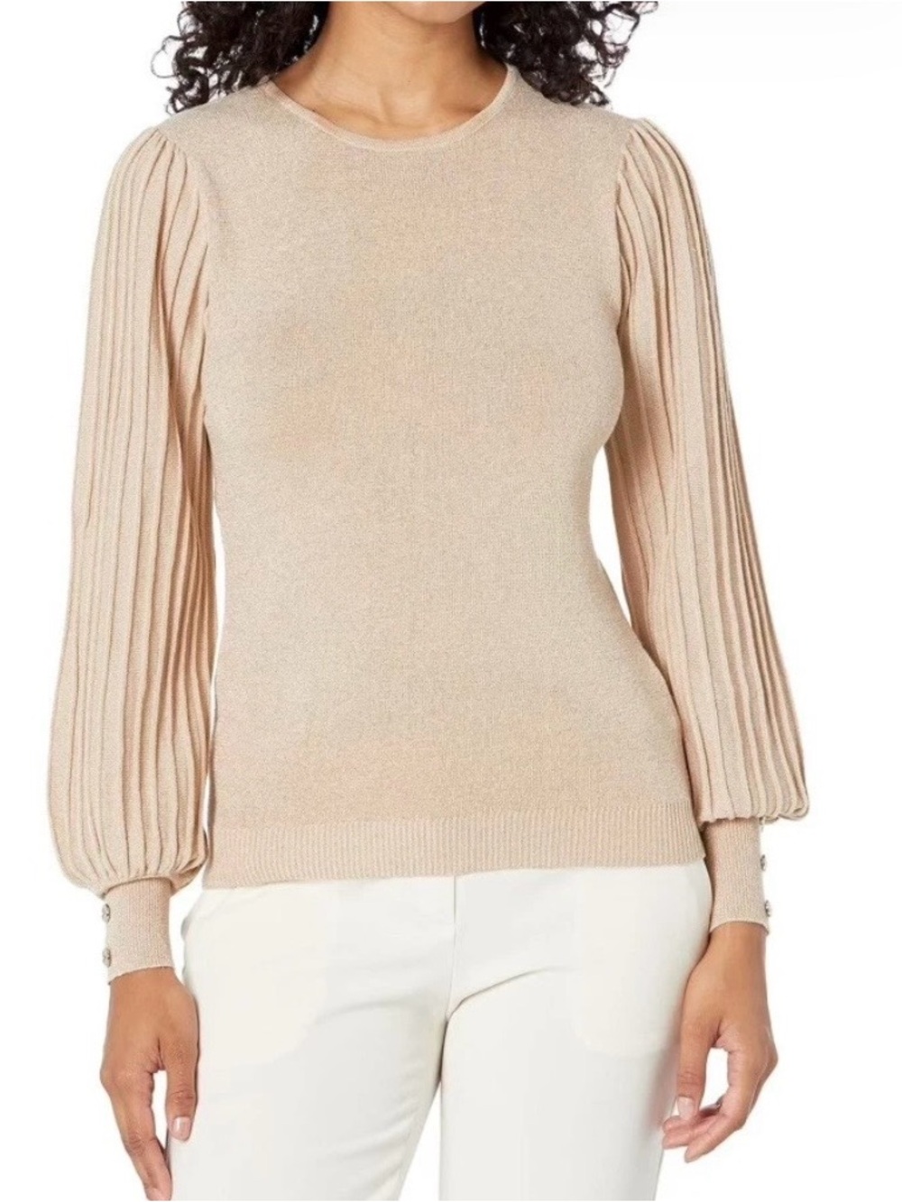 Nanette Lepore Pleated Bishop Sleeve Sweater - Champagne 💕